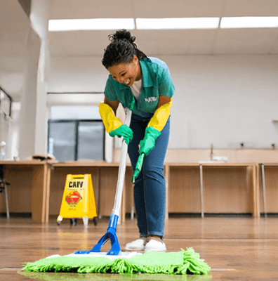 This office space gets swept and mopped daily!