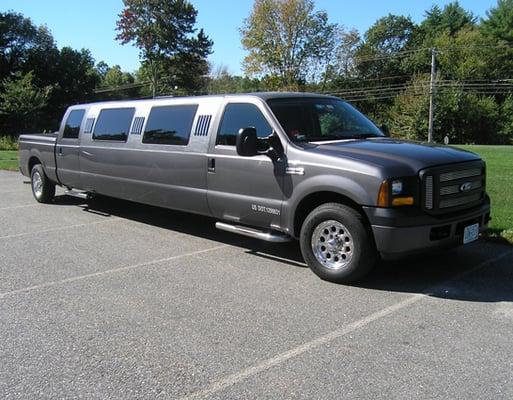 Linahan Limousine's famous MONSTER TRUCK! This Stretch F-250 Ford Pickup Truck seats 12 passengers and is one of our two specialty vehicles.