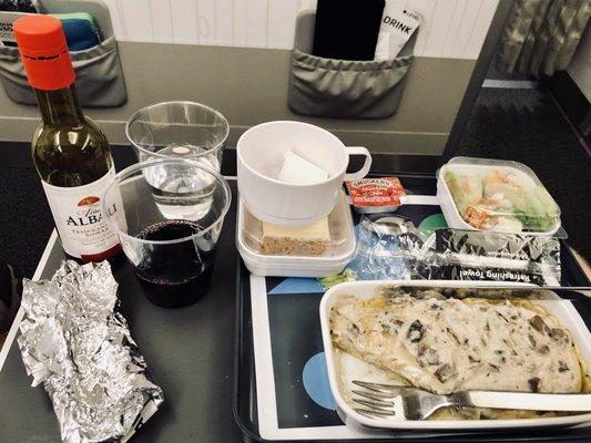 Mushroom ravioli, and a surprisingly delicious Tempranillo.