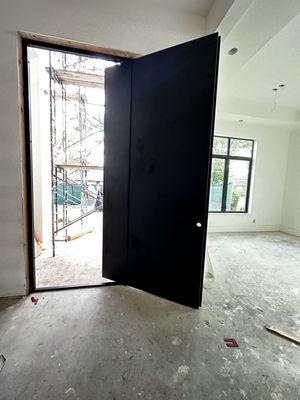 This door feet in to his oven ,Junior's family has  the biggest oven in Houston.