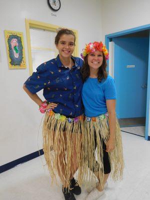 Ms. Grace and Ms. Katie had so much fun teaching the hula at our Back to School Luau.