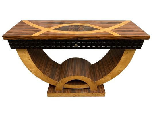 U-Shaped Base Single Drawer Art Deco Console Table