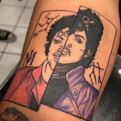 MJ/Prince Portrait Mashup on forearm