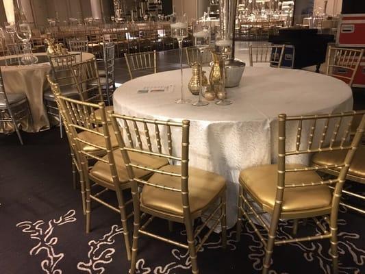 Chiavari gold chairs