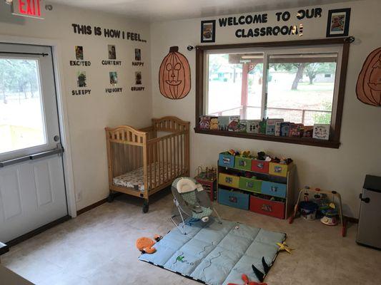 Infant room, low ratio and group size.