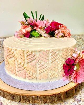 Stencil and Floral Cake