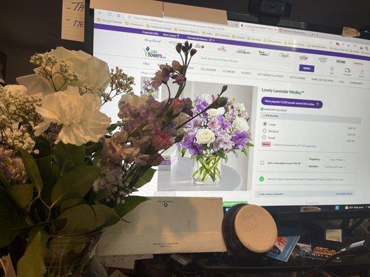 Computer-What I paid $85 for.  Flowers -what I received for $85.