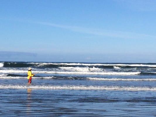 Surf fishing from shore