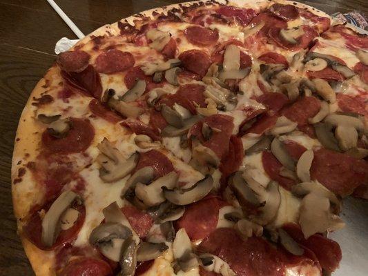 Pepperoni and Mushroom 16 inch