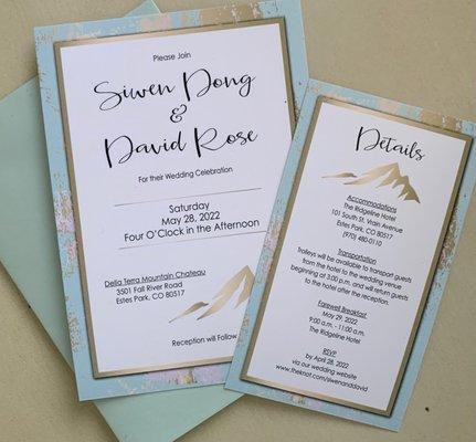 Elegant mountain wedding invitations