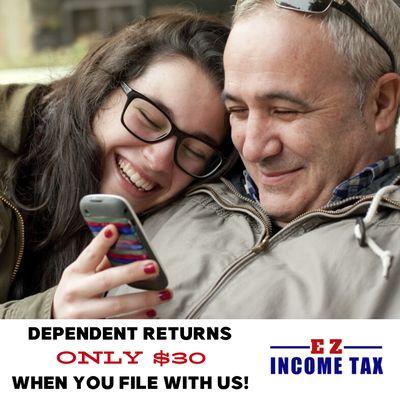 Offering $30 dependent returns when you file with us!