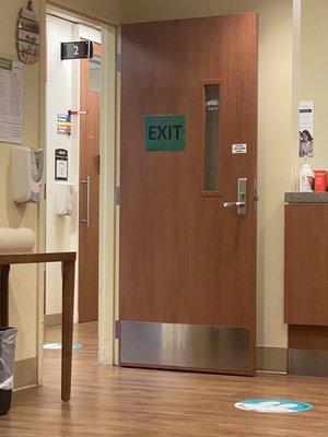 The exit door in the waiting room.