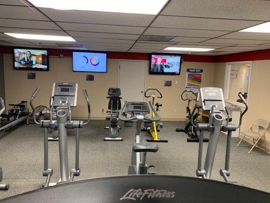 Elliptical and treadmill room.