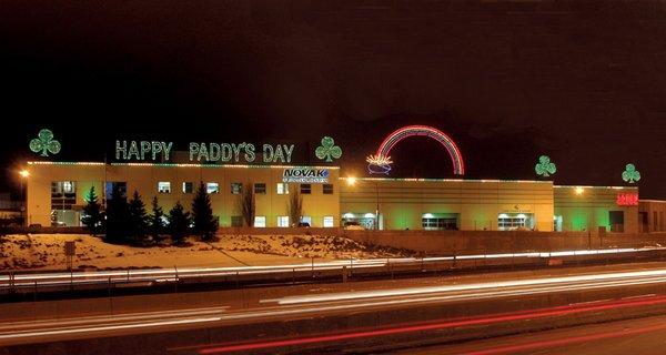 Commercial St. Patrick's Day Rooftop Lighted Display