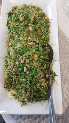 Green Cous Cous with Pistachio, Arugula, Lemon Herb Puree.. Mhmmm