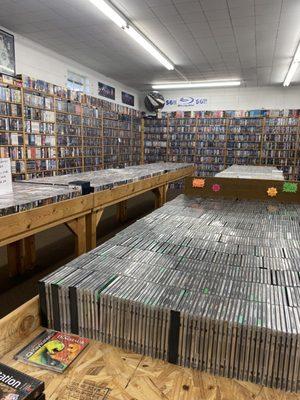 Walls of merchandise, dvds, games, cd's