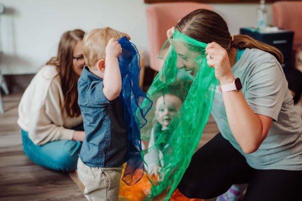 Scarf movement helps expose little ears to all styles of music while "moving and grooving!"