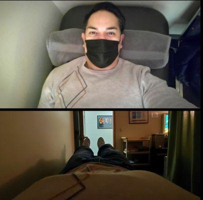 Therapy after my adjustment from Dr. Alex Selinsky. Heat and massage table..