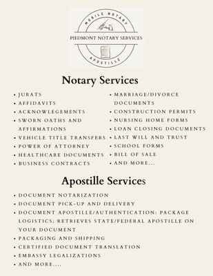 Here is a list of our services.