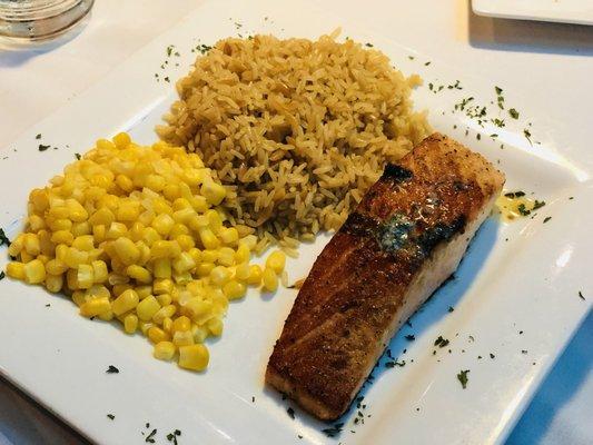 Blackened Salmon w/ lemon and dill herb rice & corn $20