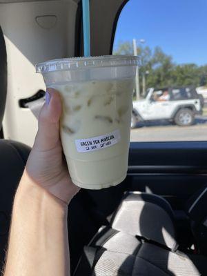 Iced matcha green tea latte