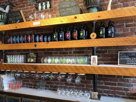 nice array of growlers and glasses