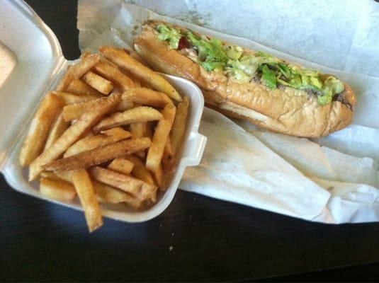 Cheesesteak and fries