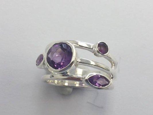 Karla Ring Amethyst and Sterling SIlver Sizes 6, 7, 8, 9 $59.00