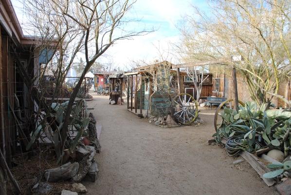 Some of the "buildings" are just miniature storefronts about 6' tall, made up of a porch, a door, a couple windows.