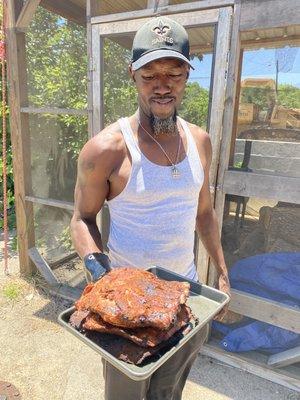 Mr. Wood with his famous smoked ribs