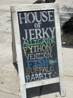 Tarpon Springs House of Jerky sidewalk sign