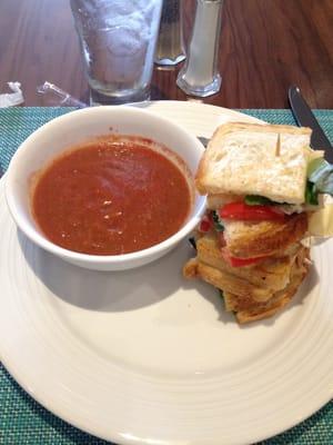 Tomato basil soup and grilled cheese Sammy