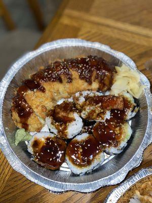 Steak and cheese roll and teriyaki roll