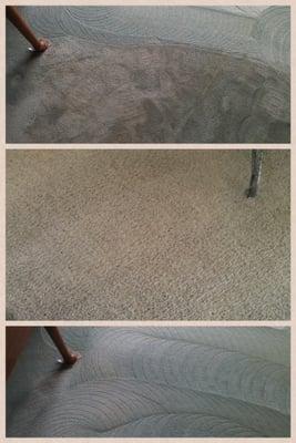 Before and after photos of dirty carpet