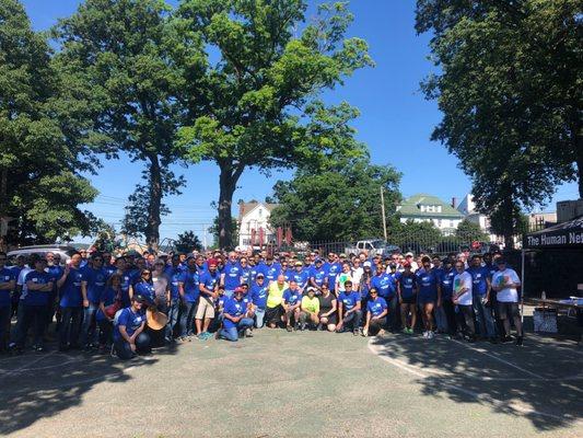 group picture of Cisco and Morgan Stanley volunteers during their corporate volunteer day in Yonkers