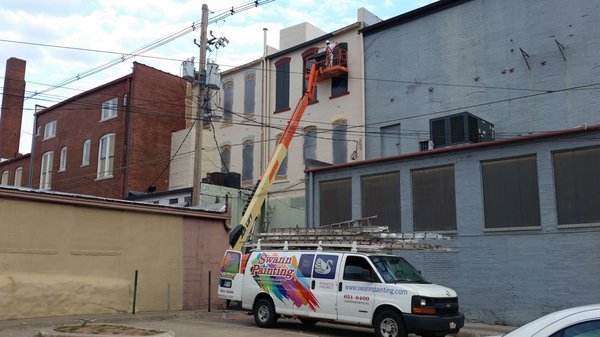 Working on historic downtown Leavenworth buildings