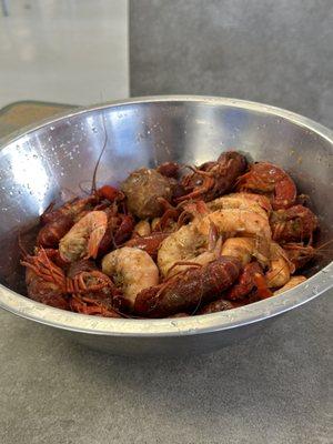 Shrimp, crawfish, and potato boil.