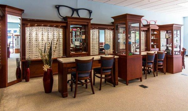 Optical Outfitter's Williamston line of displays... Frame Cabinets, Glass Displays, and Dispensing Tables