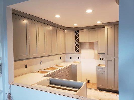 London Gray Kitchen w/ Custom Wine Rack