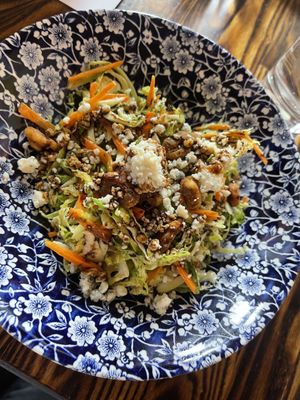 Half the portion of a Shaved Sprout Salad