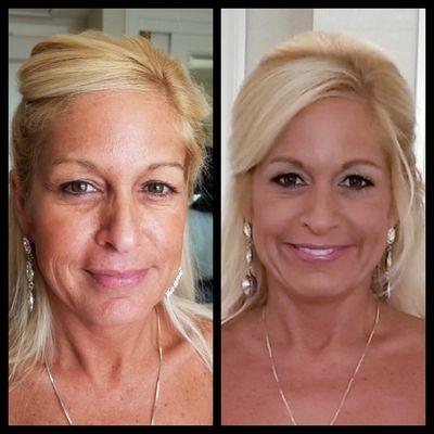 Airbrush makeup before and after.