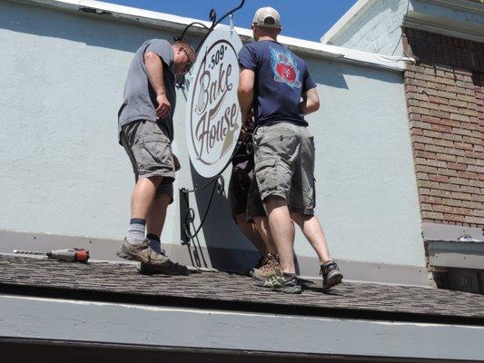 Getting our sign installed!