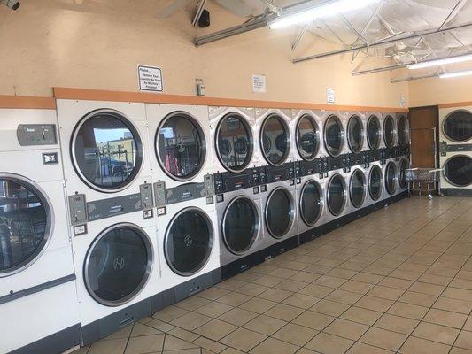 We have 60 dryers -medium and large capacity.