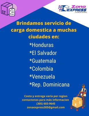 Servicio de Carga Doméstica a Latinoamerica