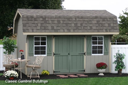 10x14 Classic Gambrel Wooden Storage Shed from the Amish in PA.