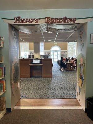 From inside the children's library look out