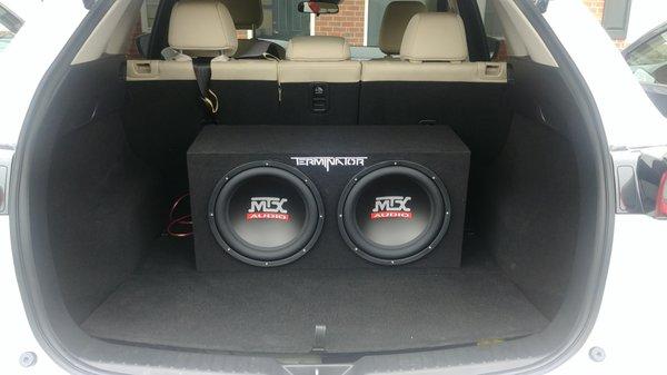 MTX Terminator Package: 2 12 inch Subwoofers with 2200 Watt Amp.