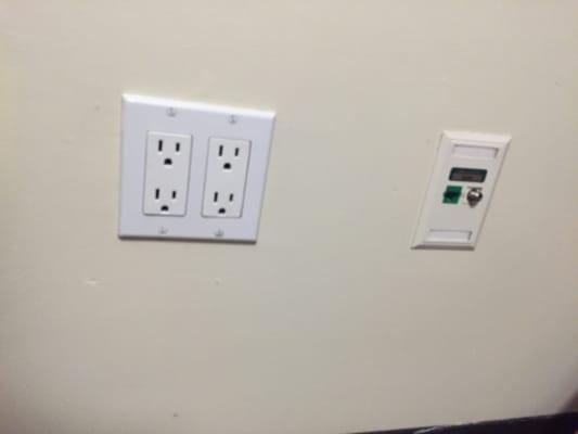 Outlets to charge stuff and there's cable in here