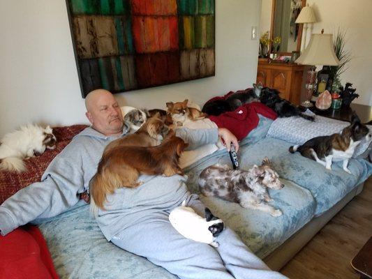 Hubby and all our furry babies.