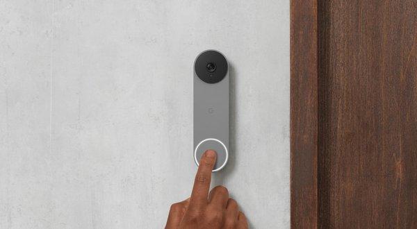 Google Nest Doorbell mounted next to front door